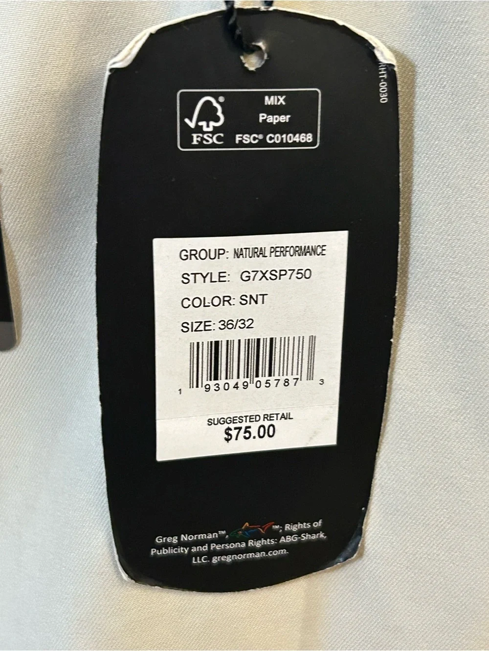 NWT- GREG NORMAN CLUBHOUSE PANT NATURAL PERFORMANCE